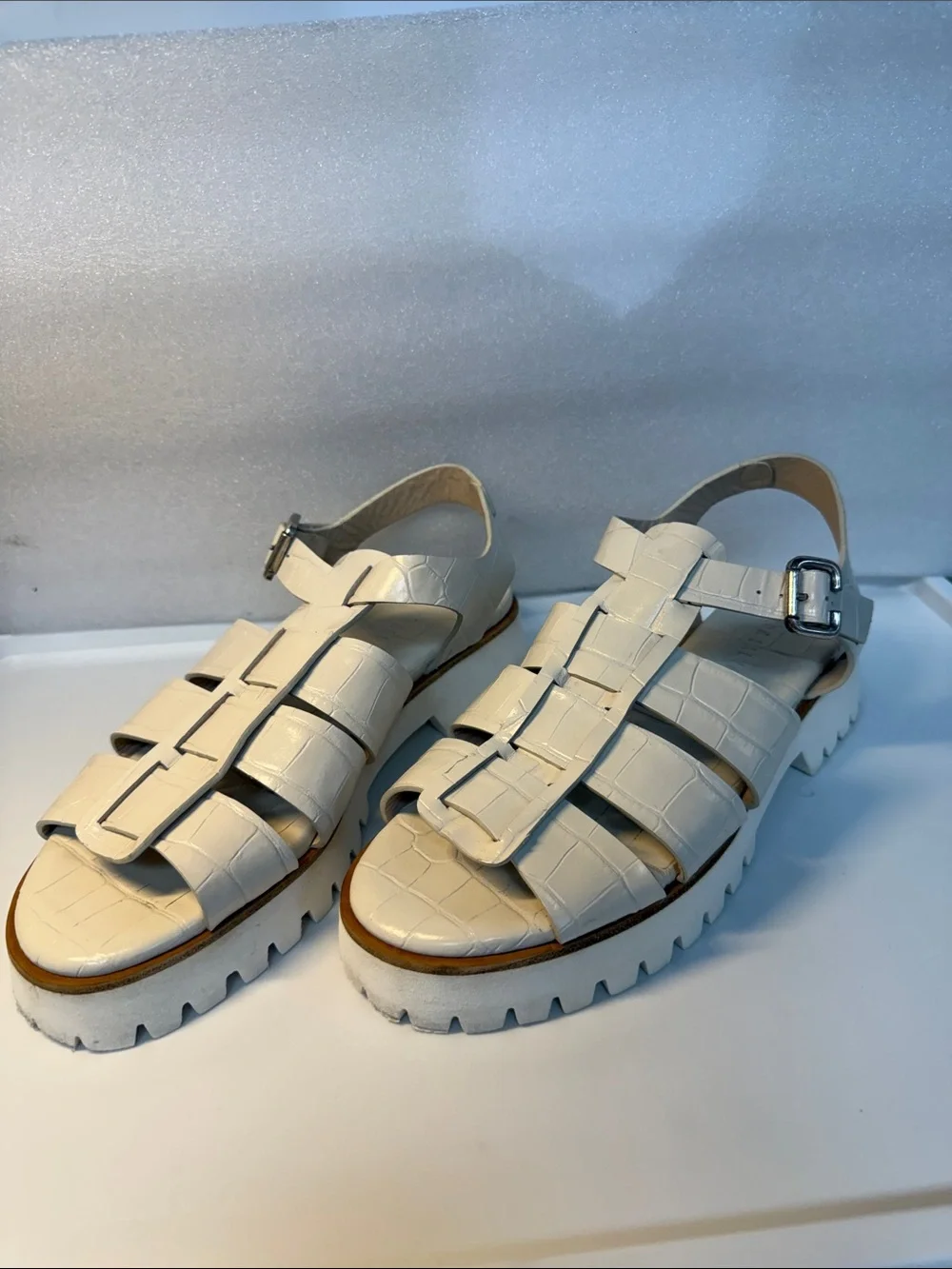 Freda Salvador Darya Lug Sole Fisherman Sandals Bone US 9.5 Made in 🇪🇸 Spain